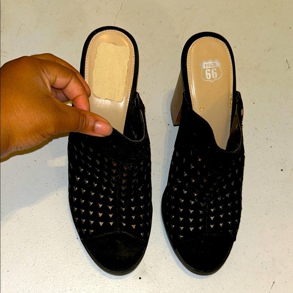 Route 66 Women's Black Studded Clogs - Picture 1 of 4